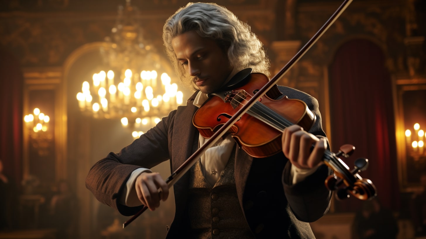 Antonio Lucio Vivaldi playing the violin.