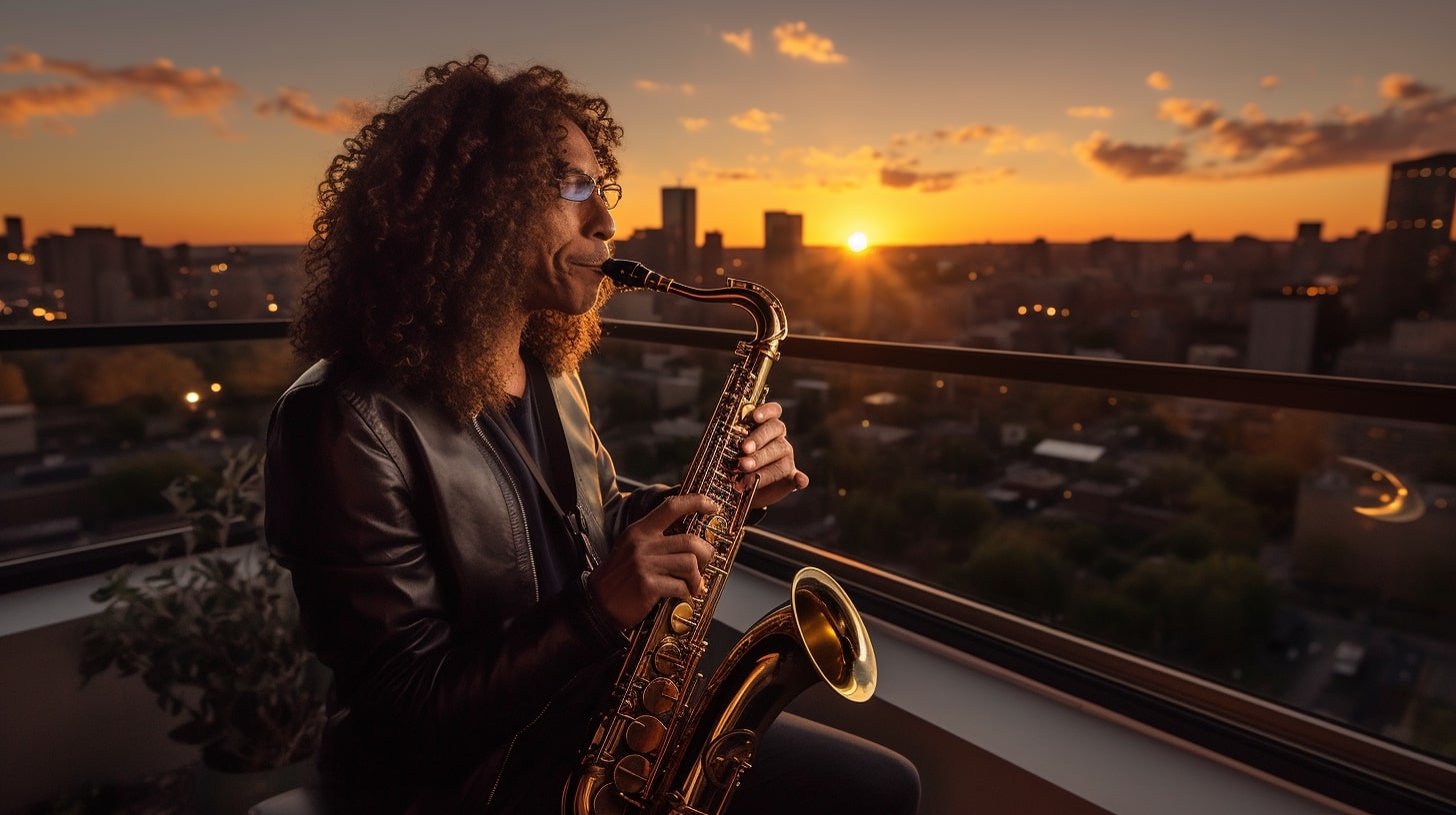 Kenny G playing the saxophone.
