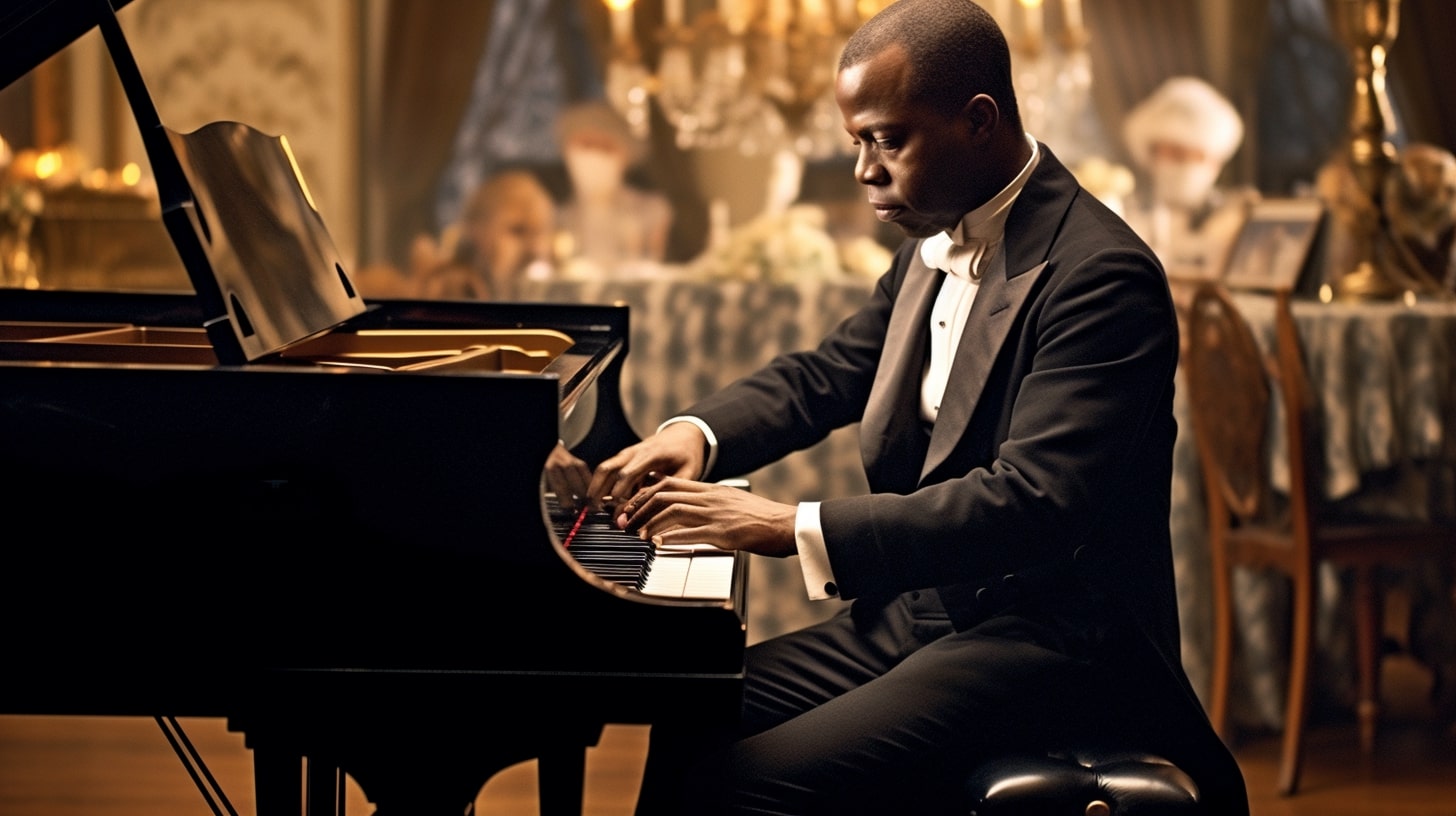 Scott Joplin playing the piano.