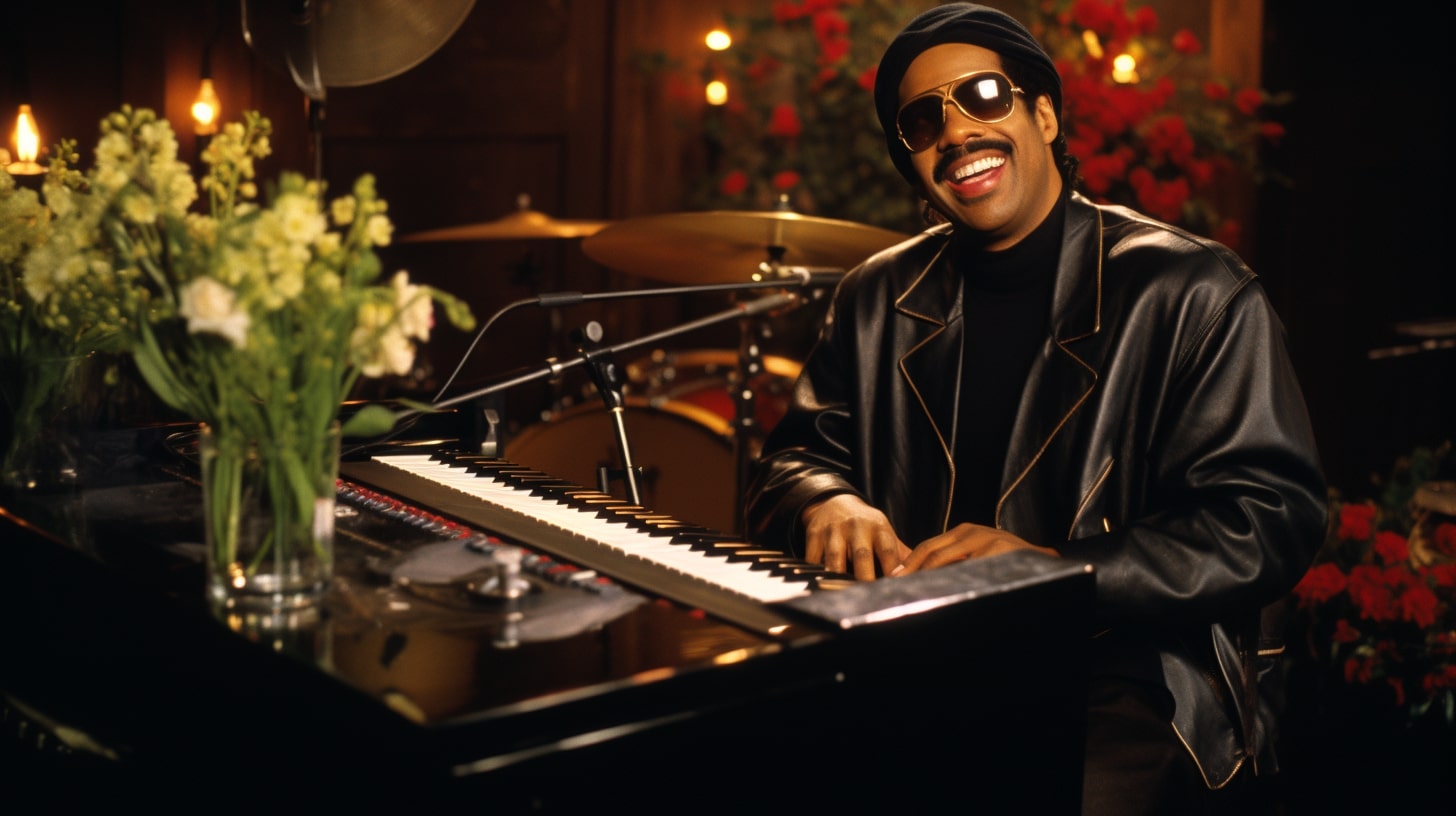 Stevie Wounder playing the piano